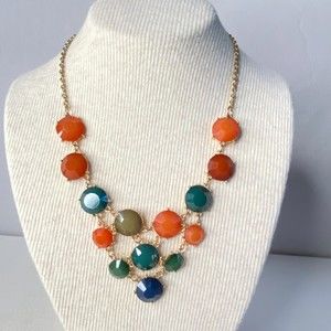 Choker Bib Necklace Multicolor Faceted Acrylic Stones